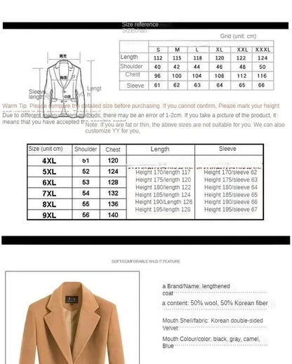 Men's Medium Length Woolen Coat, Business Casual  Warm Windbreaker, Suit Collar, Autumn, Winter