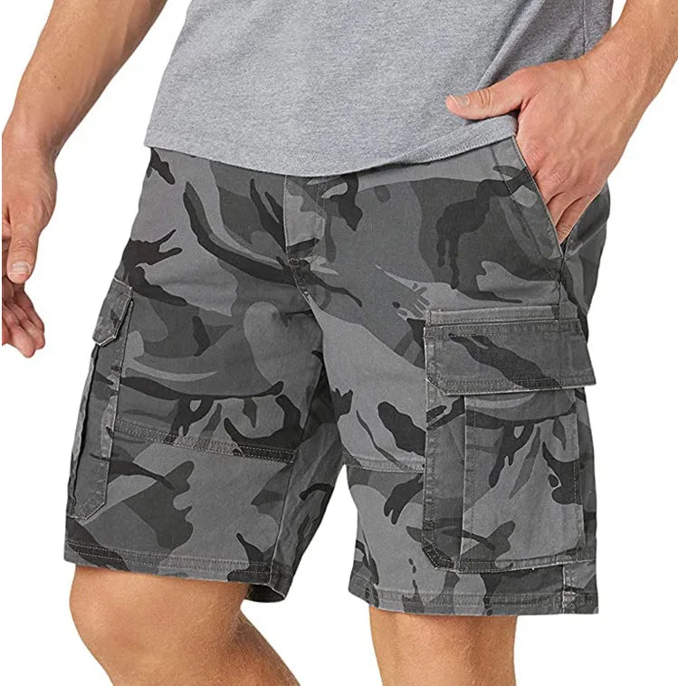 Summer Fashion Casual Tooling Shorts Men's Solid Loose Cotton Multi-pockets Cargo Pants Comfy Beach Sport Short Trousers for Men