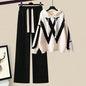 Autumn/Winter Women's Set 2026 New Korean Edition Casual Sweater Waist Cinching and Slimming Wide Leg Pants Two-piece Set