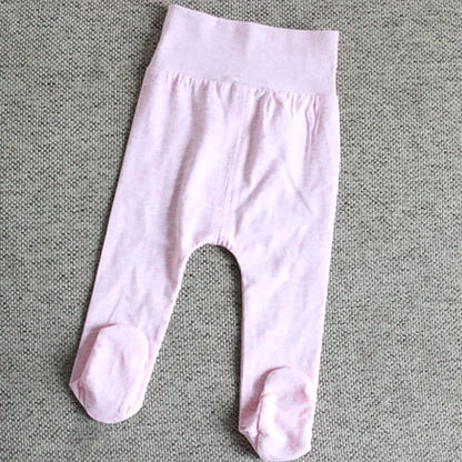 Summer Spring Newborn Baby Boys Girls Cotton High Waist Footed Pants Censual Leggings with Feet  Pajama Trouser Panty hose 0-12m