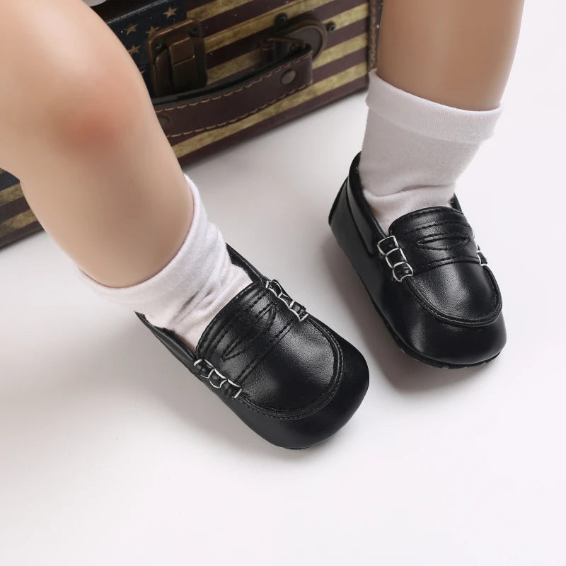 Newborn Baptist Shoes New Leather Gentleman Shoes Anti-slip Soft Bottom Indoor Baby Boys and Girls Casual Shoes Walking Shoes