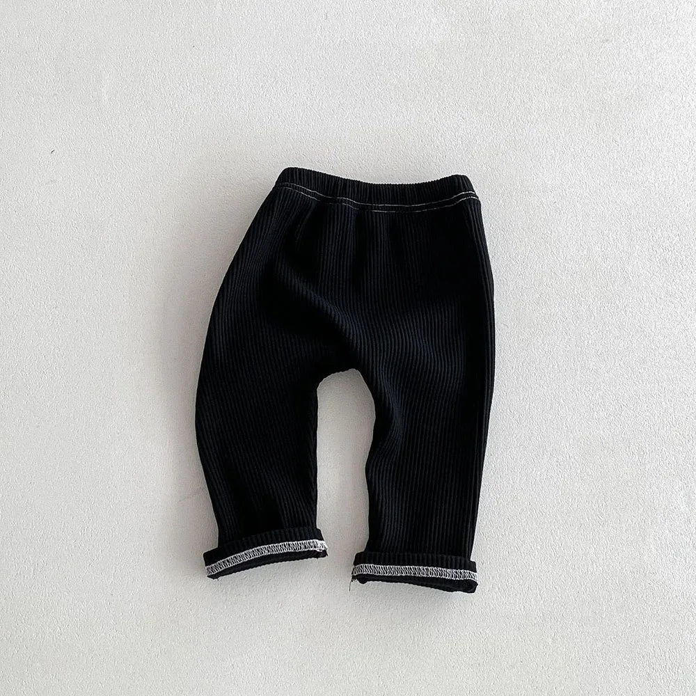 MILANCEL 2026 Autumn Baby Pants 0-3 Y Korean Style Toddler Girls Solid Big PP Leggings Infant Boys Cotton Slim Fit Trousers