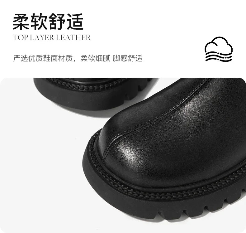 Long Boots for Girls and Children 2026 New Winter Long Leather Boots Princess Foreign Girls Plus Cashmere Shoes