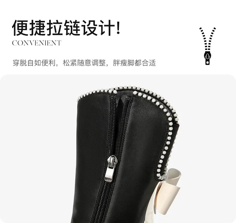 Long Boots for Girls and Children 2026 New Winter Long Leather Boots Princess Foreign Girls Plus Cashmere Shoes