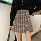 Tweed Skirts for Women Solid High Waist Slimming Skirts Autumn Spring 2026 Buttons Double Breasted Tweed Wool Mini Skirt