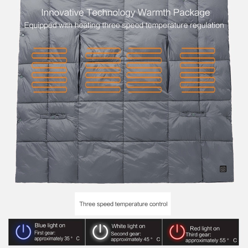 USB Heating Blanket Vest Electric Heating Shawl Mat Outdoor Warming Electric Heating Shawl with 3 Temperature Controls 87HA