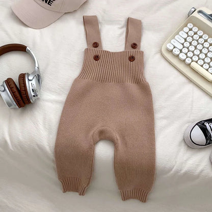 2025 New Autumn Infant Baby Knitted Jumpsuit Overalls Toddler Baby Boys Girl Trousers Knitted Solid Color Newborn Baby Pants