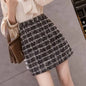 Tweed Skirts for Women Solid High Waist Slimming Skirts Autumn Spring 2026 Buttons Double Breasted Tweed Wool Mini Skirt