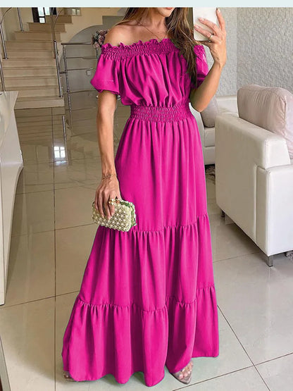 Summer Boho Red Dress Fashion Short Sleeve Beach Long Dress Casual Loose Elegant Holiday Party Dresses For Women Robe Femme 2025