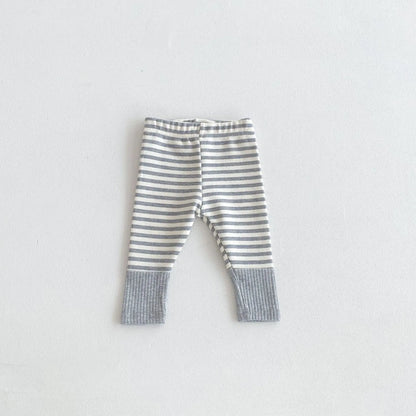 2025 Autumn New Baby Leggings Cotton Girls Striped Patchwork Leggings Infant Stretch Pants Toddler Trousers Boys Clothes