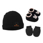 New Newborn Baby Cotton Beanies Hospital Hat Mittens Shoes Sets Solid Stretchy Infant Warm Cap Gloves 0-1 Years Old