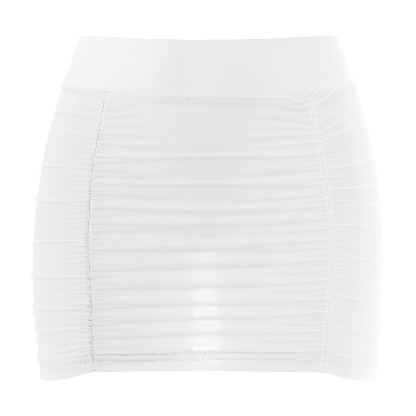 Sexy Womens Mid Waist Stretchy Shirring Bodycon Miniskirt Ladies Elastic Waistband Summer Mini Skirt for Nightclub Party
