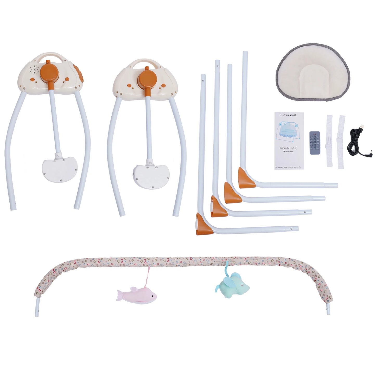 Electric Baby Cradle Auto Swing Rocker Cot Infant Sleeping Bed Swing Crib Kit Timer +Bluetooth Music +Mat +Pillow 5Gears Adjustable