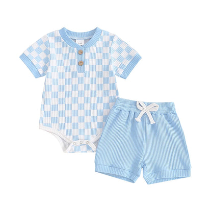 Mubi neo 3 -18 Months Newborn Baby Boy Clothes Ribbed Knit Short Sleeve Romper Shorts Set Infant Summer Outfit  Sets for Babies