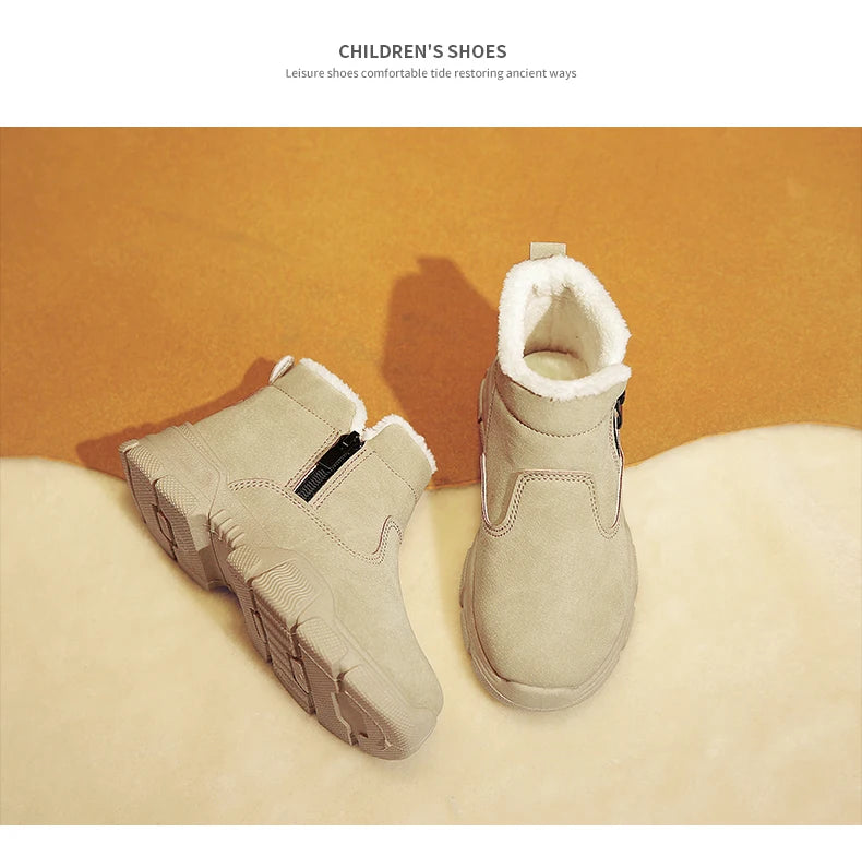 Girl's Snow Boot Winter Cotton Children's Shoes Outdoor Warm Plush Non-slip Simple Fashion Hard-wearing Boys Boots New Style