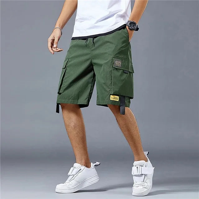 2025 New Summer Men Trend Cargo Shorts Men's Letter Print Pocket Shorts Fashion Casual Straight Shorts Male Ropa Hombre