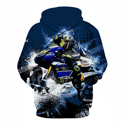 2025 Spring and Autumn Men's Women's Hip Hop 3D Hoodie Motorcycle Outdoor Leisure Long Sleeve Sweatshirt Street Fashion F