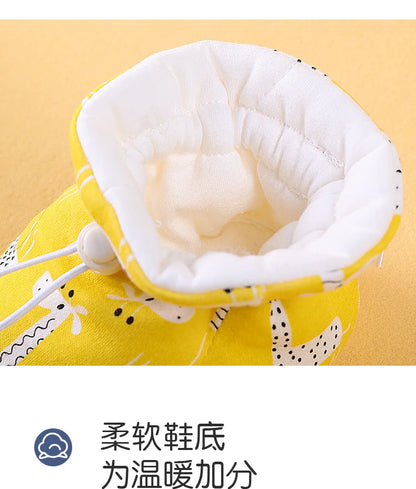 Newborn Baby Shoes for Boys Girls Winter Warm Thicken Plush Toddler Shoes Soft Sole Kids Short Booties Infant First Walker