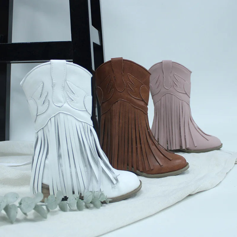 Children Boutique Leather Boots For Girls Simple Classic Fashion Kids Knee-High Boots Multi-Color Heart Patter Long Winter Shoes