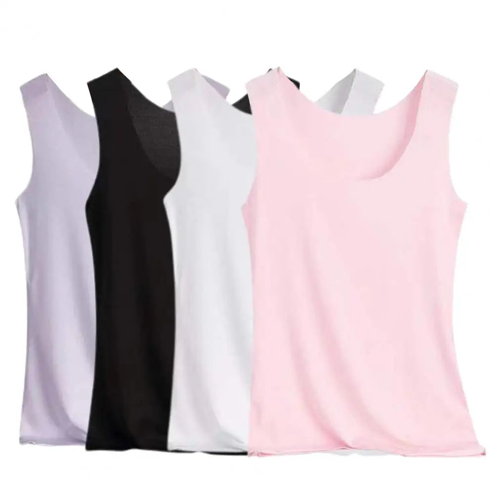 Summer Women Tank Tops Camisole Seamless Stretchy Slim-fitting Off Shoulder T-shirt Female Thin Breathable Shirts Undershirt