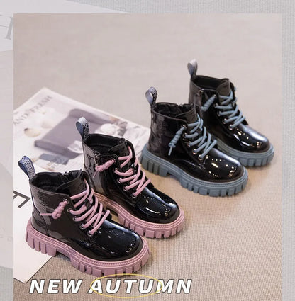 Fashion Kids Boots Girls British Style Children's Ankle Boots Autumn Winter Warm Waterproof Boys Boots 3-15 Years Old Snow Boots