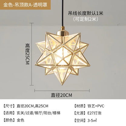 Lamps for Living Room Decor Five-pointed chandelier Modern Balcony Corridor Porch Fashion Network Red Star  Ceiling Light