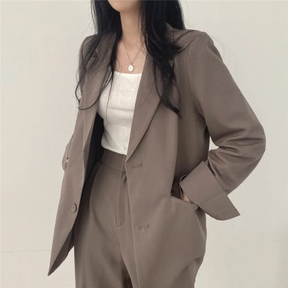 Korean Fashion Spring Women's Suits Casual Top Trousers 2 Piece Sets Women's Outfits Coats Slim Fit Blazers for Women Clothing