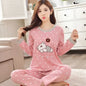 Autumn Thin 2pieces Pijamas Set Women 2026 Cartoon Round Neck Girls Pajamas Sets Honey Boof Full Sleepwear Clothes Sleep Tops