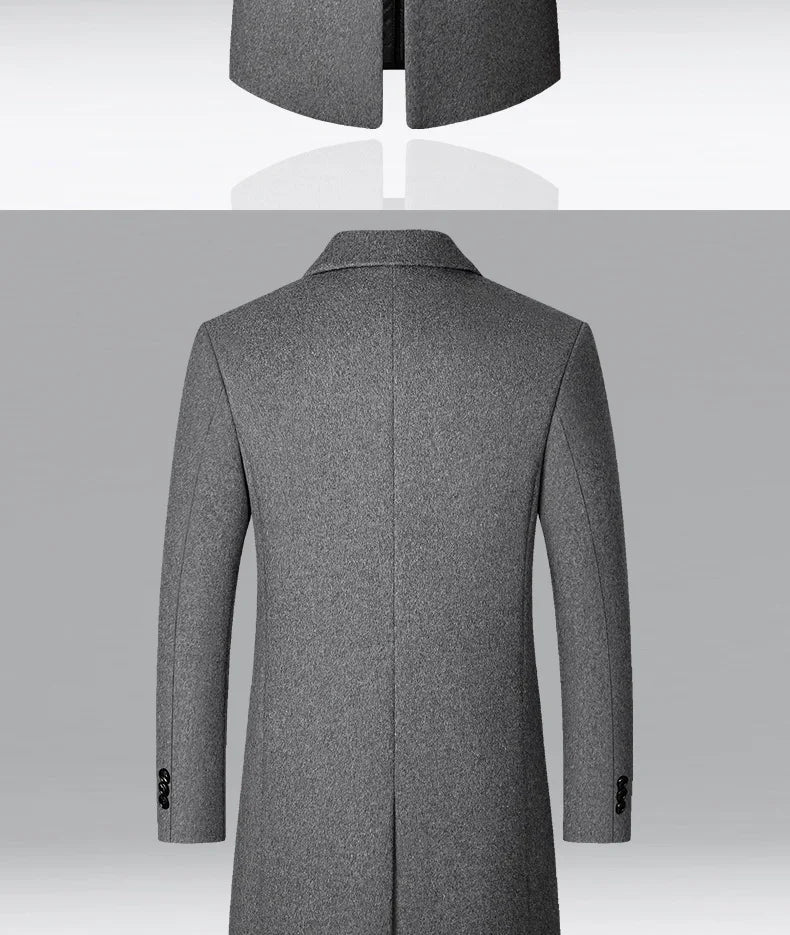 BROWON Brand Trench Coat Men Autumn and Winter New Solid Color Long Woolen Coat for Men Business Casual Windbreaker Men Clothing