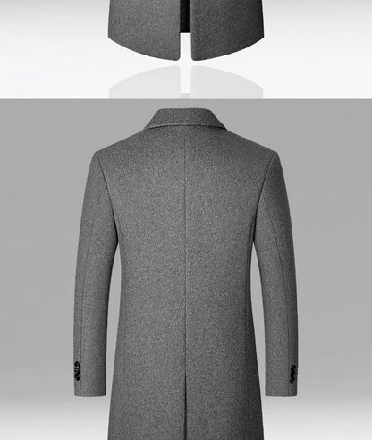 BROWON Brand Trench Coat Men Autumn and Winter New Solid Color Long Woolen Coat for Men Business Casual Windbreaker Men Clothing