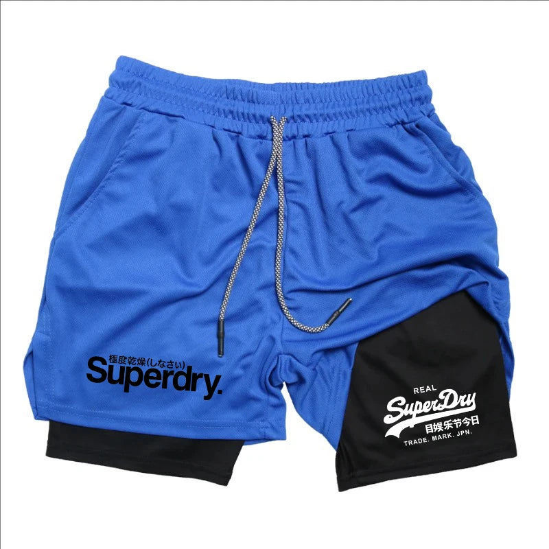 Summer Shorts for Men 2 in 1 Athletic Gym Workout Running Performance Shorts Print with Phone Pocket Quick Dry Breathable shorts