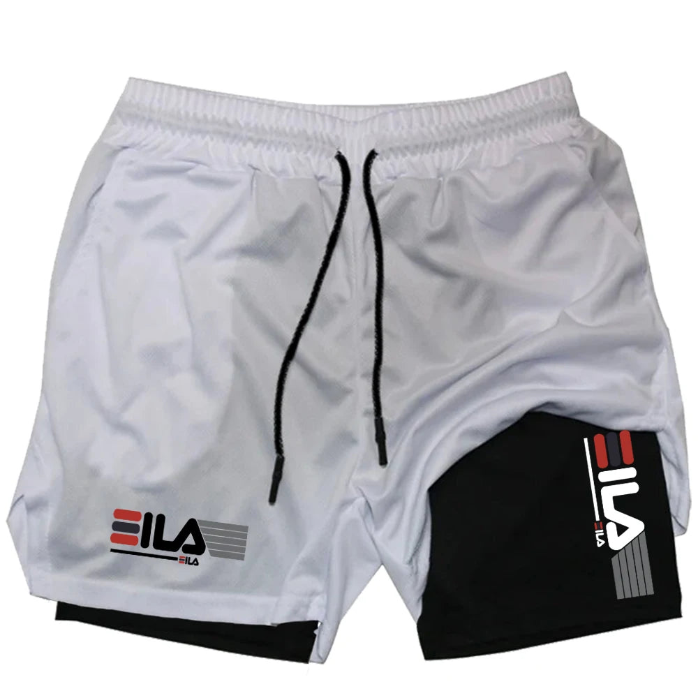 2026 New Men's Running Fitness Shorts 2 in 1 Double Layer Sports Shorts Sportswear Gym Fitness Shorts Training Jogging Pants Men