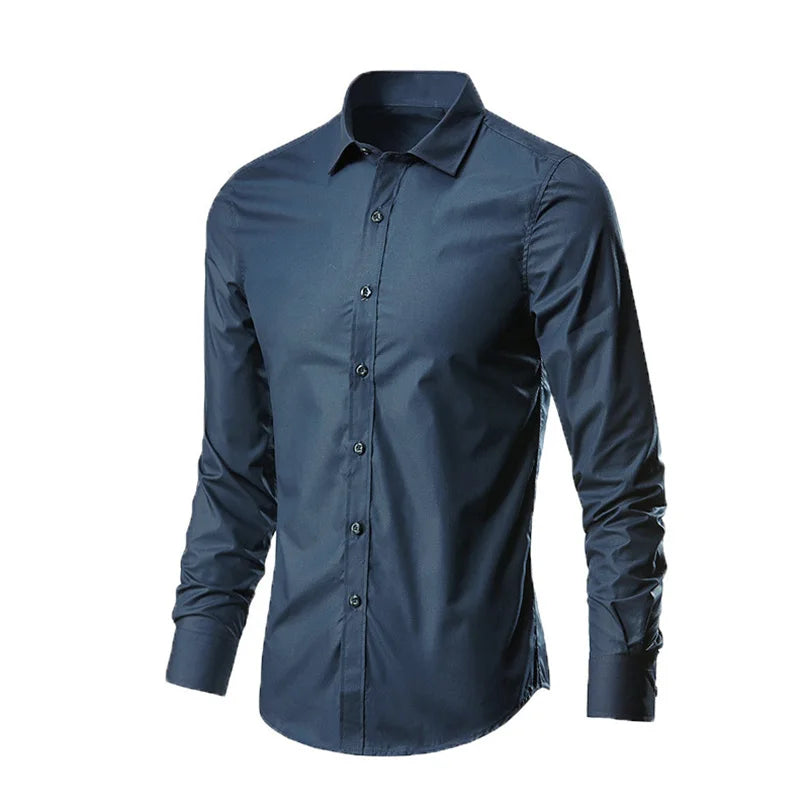 Men's Formal Shirt Long Sleeve Non-Iron Business Slim Fit Korean Work Men White Casual Dress Suit Shirt 2026 Autumn S-5XL