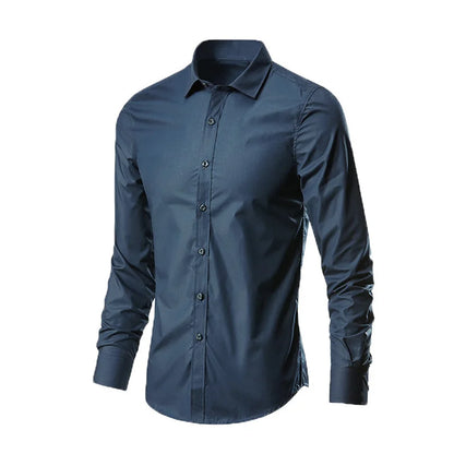 Men's Formal Shirt Long Sleeve Non-Iron Business Slim Fit Korean Work Men White Casual Dress Suit Shirt 2026 Autumn S-5XL