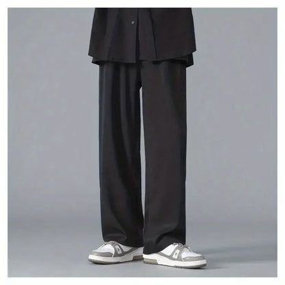2026 Spring New Solid Color Straight Pants Man Elastic Waist Loose Casual Harajuku Trousers Japanese Style Thin Style Clothes