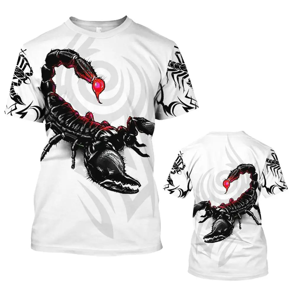 Animal Men's T Shirt Summer Short Sleeve Scorpion 3D Print Funny T-Shirts Fashion Casual Male Sport shirt Oversized Men's Clothing
