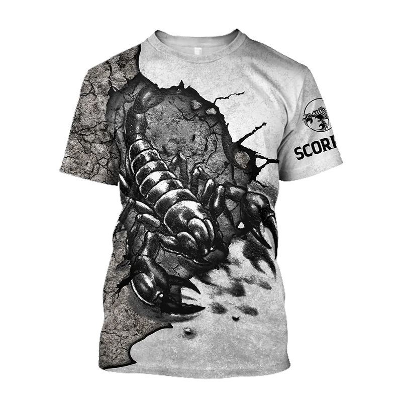 Animal Men's T Shirt Summer Short Sleeve Scorpion 3D Print Funny T-Shirts Fashion Casual Male Sport shirt Oversized Men's Clothing