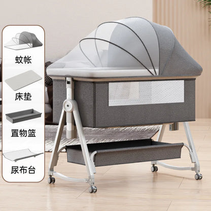 Baby Bed Crib Portable Bassinet Bedside Liftable Cradle Bed Playpen Newborn With Changing Table Storage Bag Mosquito Net