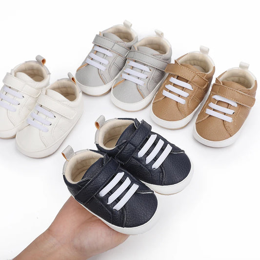 Newborn Baby Girls Boys Sneakers PU Leather Anti-Slip Soft Sole Pre walker Toddler Casual First Walkers Infant Shoes For 0-18M