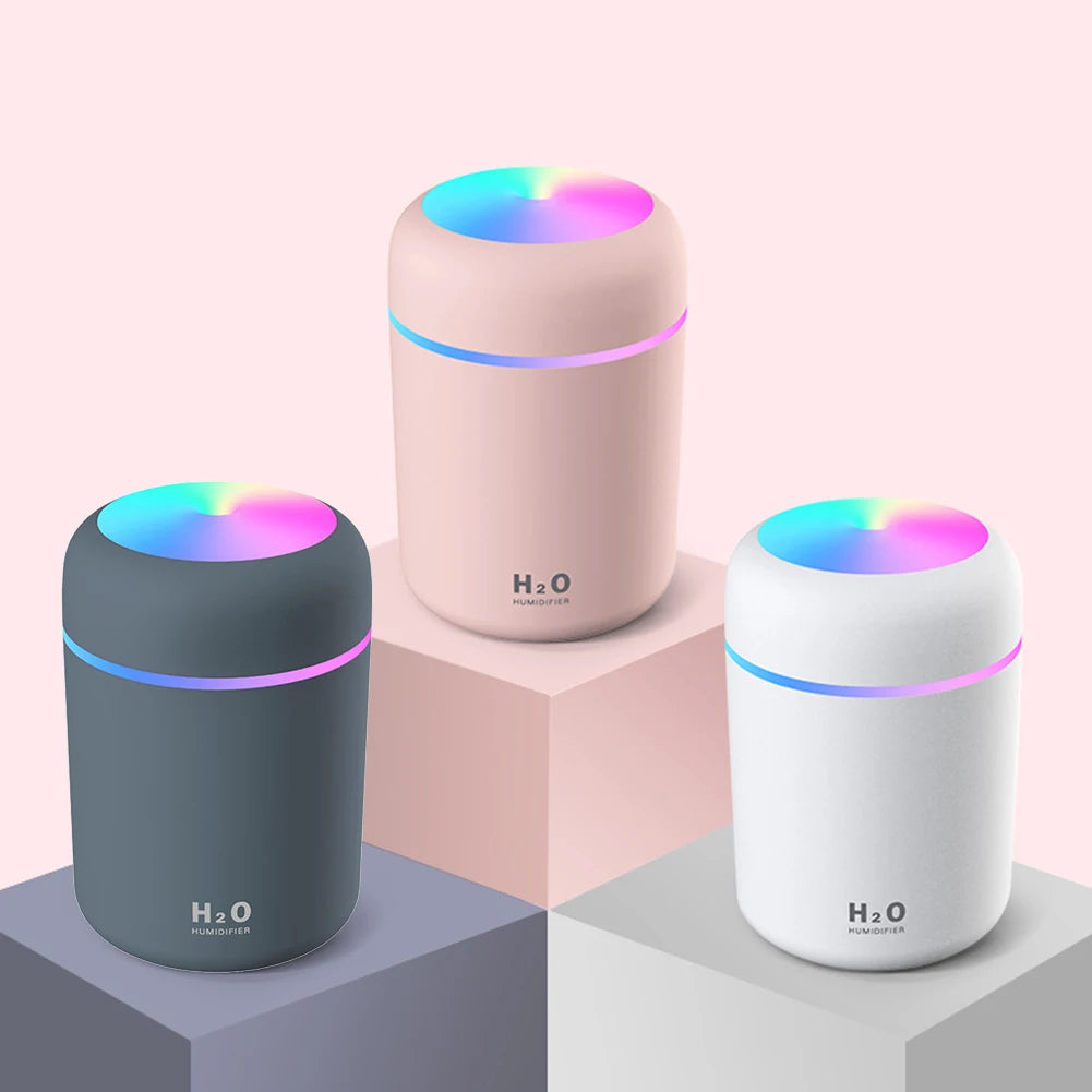300ml Air Humidifier USB Ultrasonic Aroma Essential Oil Diffuser Romantic Soft Light Humidifier Mini Cool Mist Maker Purifier