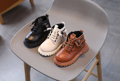 Spring Autumn Children Ankle Boots Classic Simple Black Boots for Girl Fashion Causal Kids Boots for Boys Leather Versatile Soft