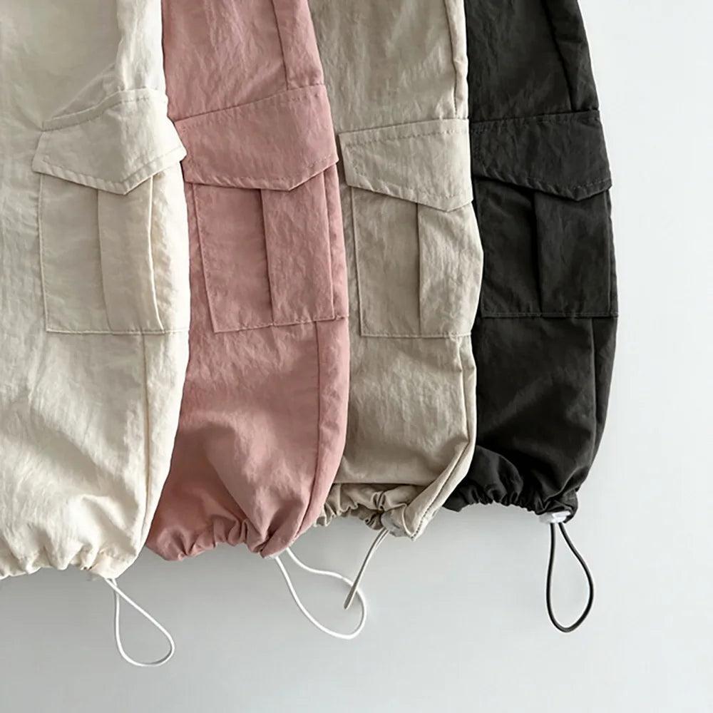 2025 Autumn New Baby Loose Trousers Infant Boy Cargo Pants Toddler Girl Harem Pants Solid Children Casual Pants Kids Clothes