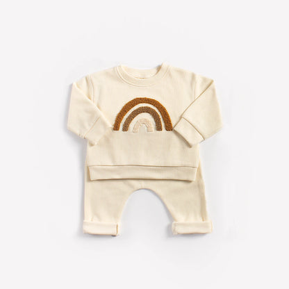 Europe Baby Cotton Knitting Clothing Sets Kids Boys Girls Spring Clothes Loose Tracksuit Pullovers Tops +Pants 2PCS Outfits