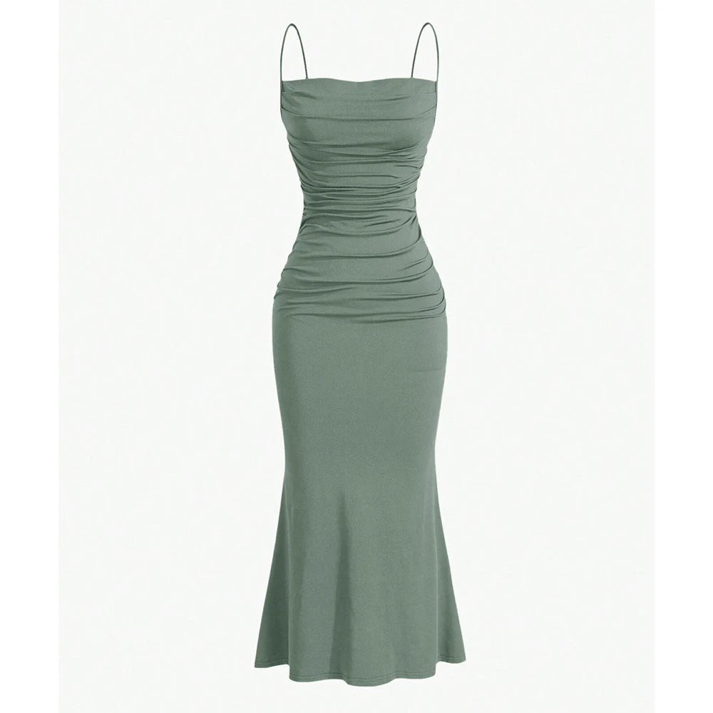 Mia Muse All Seasons Women's Dresses Elegant Party Fitting Slim Spaghetti Strap Mermaid Hem Maxi Fashion Party Dresses