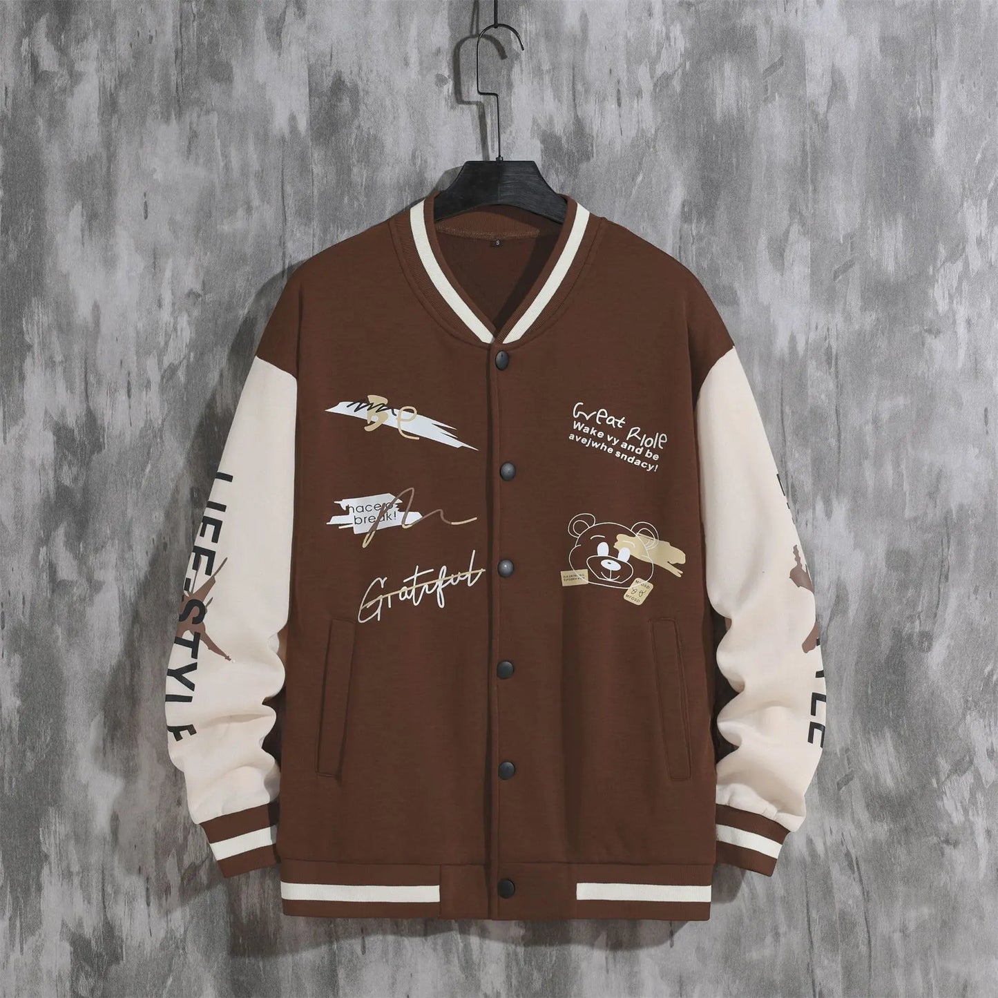 2026 New Jacket Coat Letter Printed  Wear Men Baseball Jacket Casual Long Sleeve Stand Jackets Men's Coats Sweatshirts Outerwear