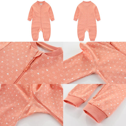 Newborn Baby 2-way Zipper Romper Cotton One-piece suit 0-24 Months Long Sleeve Newborn Baby Pajamas Comfortable Breathable