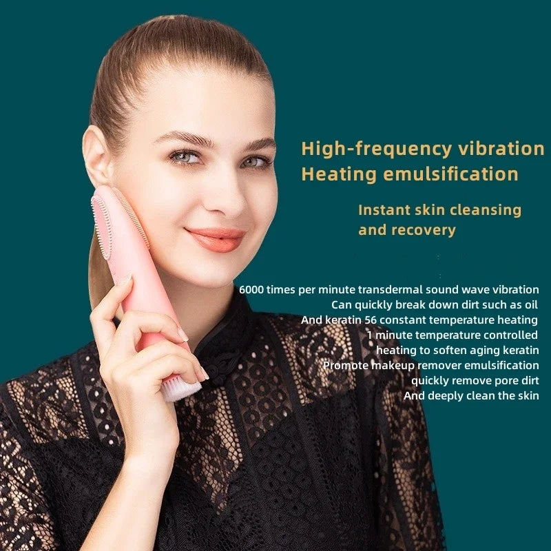 Beauty 4 in 1 Facial Skin Lifting Device Face Brush Cleanser Electric Silicone Facial Cleaning Brush for Deep Cleaning