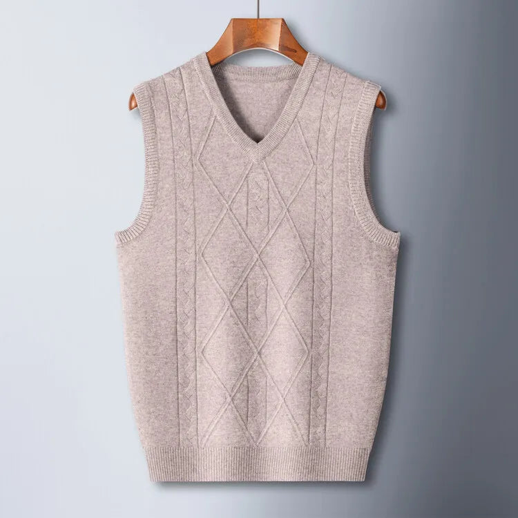 2026 New Trend Men's Business Casual Pullover Wear Warm Sleeveless Wool Knitted Sweater Vest Tops