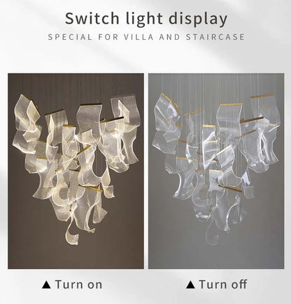 Modern Simple Led Luxurious Duplex Building Large Chandelier Living Room Creative Villa Pendant Lamp Stair Dining Hall Lighting