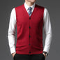 2026 Men's New Autumn and Winter Vest Young Casual Warm Knit Sleeveless Base Shirt Solid Color Jacquard Cardigan Vest